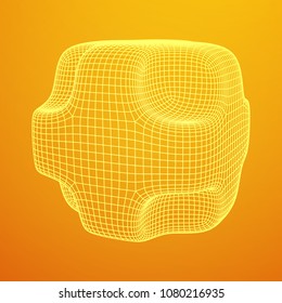 Wireframe Necker Smooth Cube. Cube of connected lines. Molecular lattice. The structural grid of polygons. Vector illustration sacred geometry