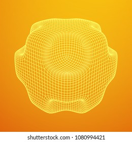 Wireframe Necker Smooth Cube. Cube of connected lines. Molecular lattice. The structural grid of polygons. Vector illustration sacred geometry