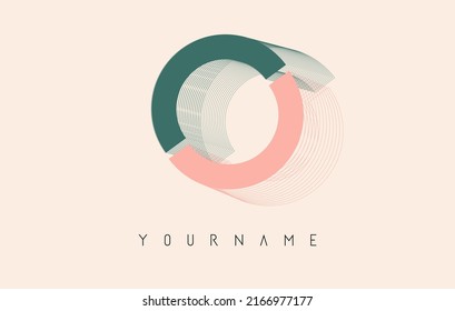 Diseño del logotipo del marco alambrado o letra en dos colores. Ilustración vectorial creativa con marco de contorno con cable y espejado. Logo de colores pastel.