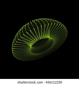 Wireframe Object with Dots. Abstract 3D Geometric Shape for Design. Glowing Grid.  Technology Style with Particle