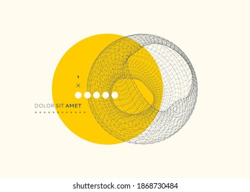 Wireframe object with lines and dots. Abstract 3D connection structure. Geometric shape for design. Molecular grid. Technology style. Vector illustration.