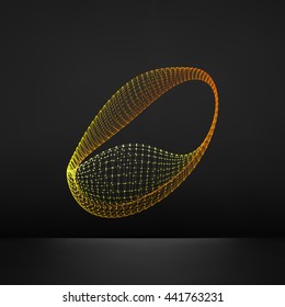 Wireframe Object with Lines and Dots. Abstract 3D Connection Structure. Geometric Shape for Design. 