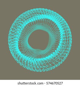 Wireframe Object with Lines and Dots. Abstract 3D Connection Structure. Geometric Shape for Design. Lattice Element, Emblem and Icon. Molecular Grid. Technology Style. 