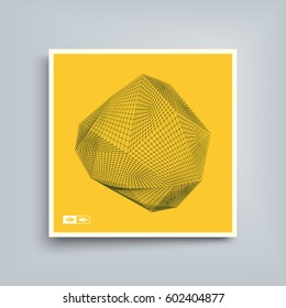 Wireframe Object with Lines and Dots. Molecular Grid. Textbook, booklet or notebook mockup. Business brochure. Cover design template. Vector Illustration.