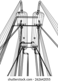 Wire-frame Oil and Gas industrial equipment. Tracing illustration of 3d. EPS 10 vector format.