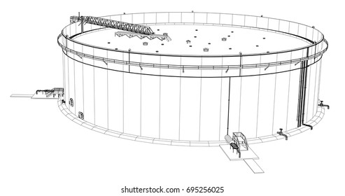 Wire-frame Oil Tank. EPS 10 Vector Format. Vector Rendering Of 3d