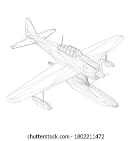 Alambre de un avión viejo para aterrizar y despegar del agua. Vista isométrica. 3 D. Ilustración del vector