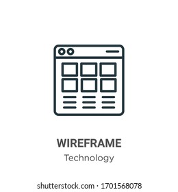 Wireframe outline vector icon. Thin line black wireframe icon, flat vector simple element illustration from editable technology concept isolated stroke on white background