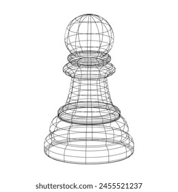 wireframe pawn icon, chess piece pawn, vector illustration 