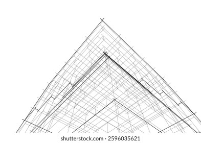 Wireframe Perspective of a Modern Skyscraper	
