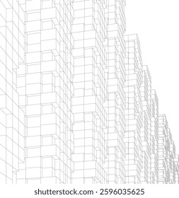 Wireframe Perspective of a Modern Skyscraper	
