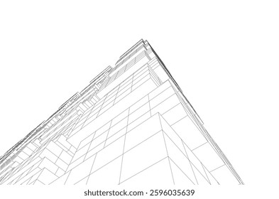 Wireframe Perspective of a Modern Skyscraper	

