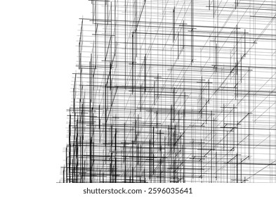 Wireframe Perspective of a Modern Skyscraper	
