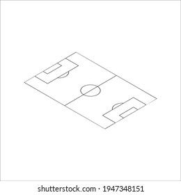 Wireframe perspective view of soccer football, isometric soccer field. Stock Vector illustration isolated