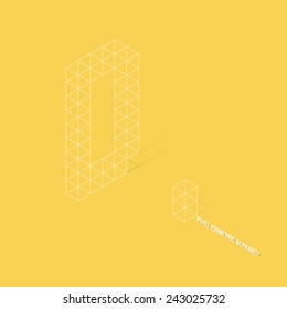 Wireframe Pixel Isometric Alphabet Letter A - Vector Illustration - Flat Design - Typography