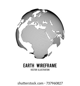 Wireframe planet Earth globe. Design poly mesh vector illustration