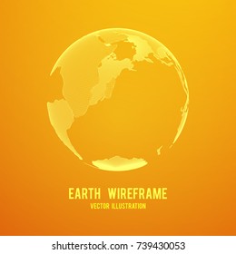 Wireframe planet Earth globe. Design poly mesh vector illustration