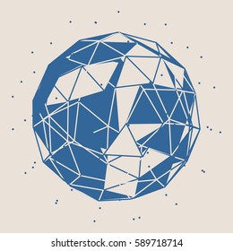 Wireframe Polygonal Element. 3D Sphere with Lines