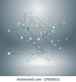 Wireframe Polygonal Element. Abstract 3D Object with Thin Lines vector background