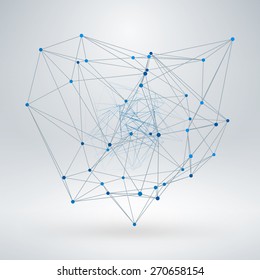 Wireframe Polygonal Element. Abstract 3D Object with Thin Lines vector background