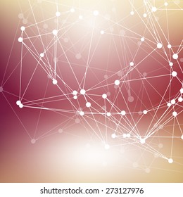 Wireframe Polygonal Element. Abstract Background with Connected Lines and Dots