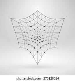 Wireframe Polygonal Element. Abstract Background with Connected Lines and Dots