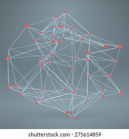 Wireframe Polygonal Element. Abstract Background with Diamonds