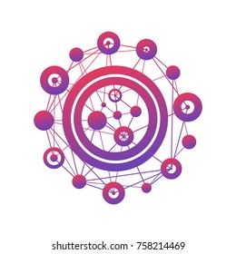 Wireframe polygonal elements. Lines and circles vector illustration
