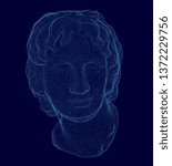 Wireframe of the polygonal head of Alexander the Great. 3D. Vector illustration