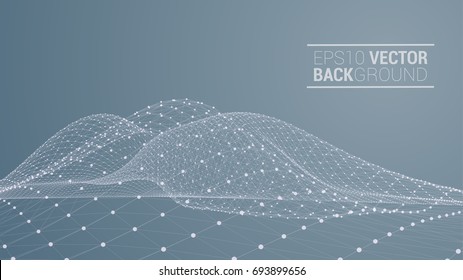 Wireframe polygonal landscape