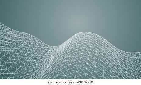Wireframe polygonal landscape as a background for your design