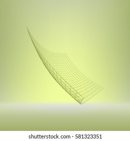 Wireframe polygonal landscape. Bent wire frame polygon. Vector illustration.