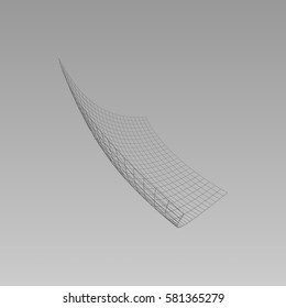 Wireframe polygonal landscape. Bent wire frame polugon. Vector illustration.