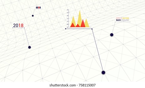 Wireframe polygonal landscape. Info graphic template