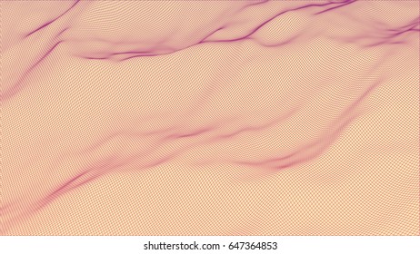 Wireframe polygonal mountain landscape. Vector Illustration. Abstract Background.
