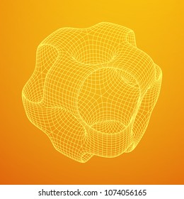 Wireframe Ported Cube. Cube of connected lines. Molecular lattice. The structural grid of polygons. Vector illustration sacred geometry