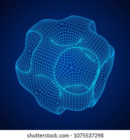 Wireframe Ported Cube. Cube of connected lines. Molecular lattice. The structural grid of polygons. Vector illustration sacred geometry