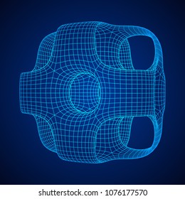 Wireframe Ported Cube. Cube of connected lines. Molecular lattice. The structural grid of polygons. Vector illustration sacred geometry