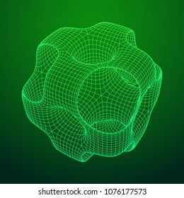 Wireframe Ported Cube. Cube of connected lines. Molecular lattice. The structural grid of polygons. Vector illustration sacred geometry