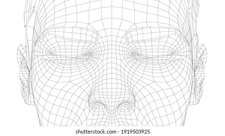 Wireframe portrait of a young beautiful girl with closed eyes. Vector 3d rendering