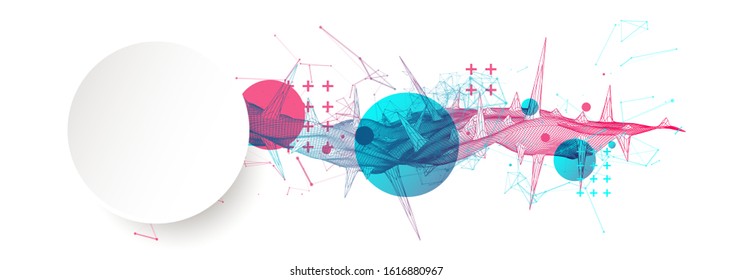 Wireframe science background with plexus effect. Futuristic vector illustration.