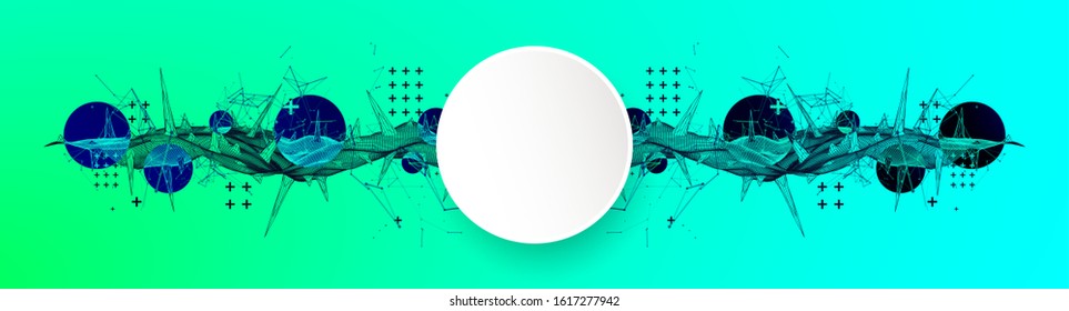 Wireframe science background with plexus effect. Futuristic vector illustration.