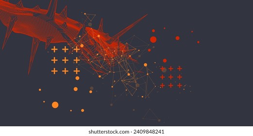 Wireframe science background with plexus effect. Futuristic handmade vector illustration.