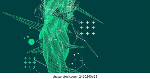 Wireframe science background with plexus effect. Futuristic handmade vector illustration.
