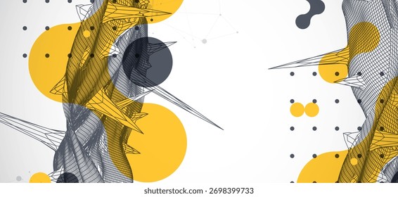 Wireframe science background with plexus effect. Futuristic vector illustration.