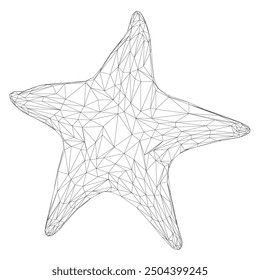 Wireframe Sea star fish marine, vector illustration of a starfish. Line art vector icon for apps and websites. 3D.