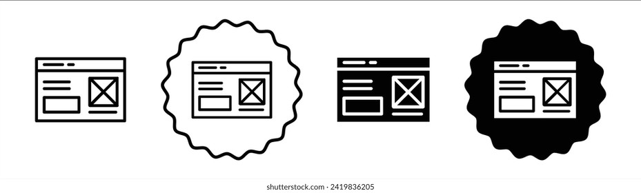 Wireframe set in black and white color. Wireframe simple flat icon vector
