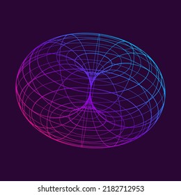 Wireframe-Form. Futuristisches Hud-Element. Geometrisches Gitter. Vektorgrafik.