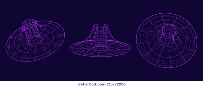 Wireframe shape. Futuristic hud element. Geometric grid. Vector illustration.