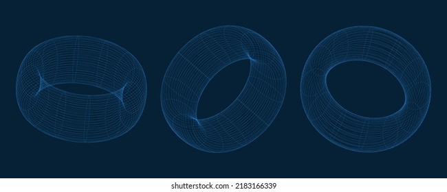 Wireframe shape. Futuristic hud element. Geometric grid. Vector illustration.